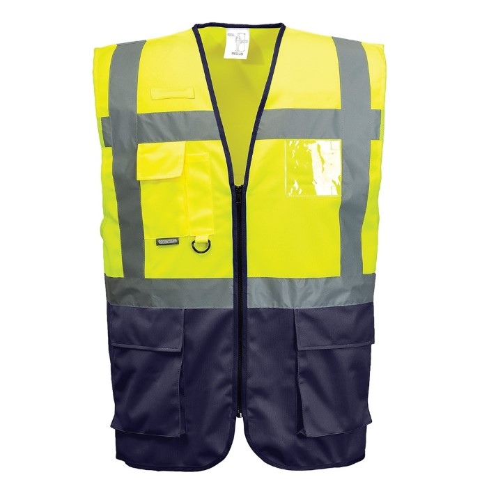 CHALECO EJECUTIVO AMARILLO-MARINO REFLEC.TANTE EN-471